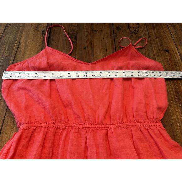 J. Crew 100% Linen Mini Dress Sleeveless Size XL Coral Lined Vacation Summer - Picture 8 of 9